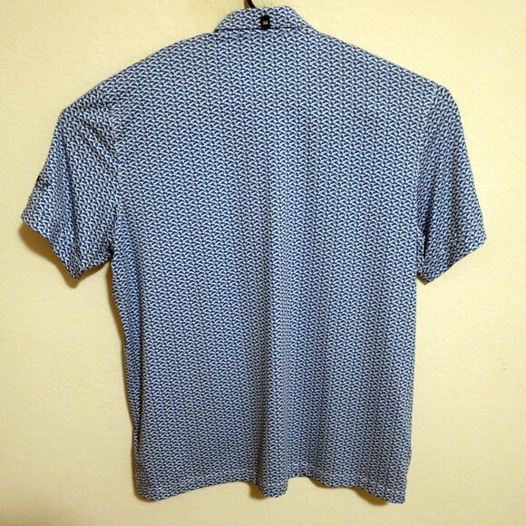 Mizzen Main Shirt Men Large Short Sleeve Golf Polo Classic Fit White Blue Hats - Picture 6 of 7
